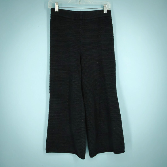 Free People Beach Size XS Black Hailee Sweater Pull On Wide Leg Cotton Pants - Picture 1 of 5